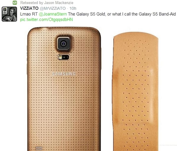 Galaxy S5 Bandaid Tweet