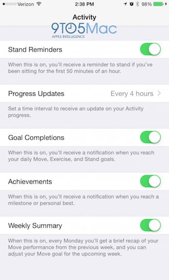 Apple Watch Activity Settings