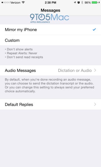 Apple Watch Messages Settings