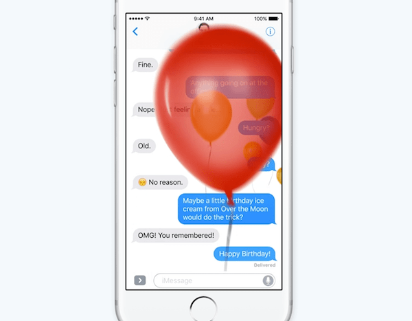 Apple iMessage baloons iOS 10