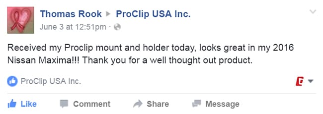 Facebook Car mount customer review