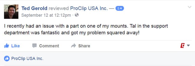 Facebook Review of ProClip Car Mounts